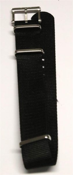 Ball Textilband Natoband schwarz 20mm mit Schließe