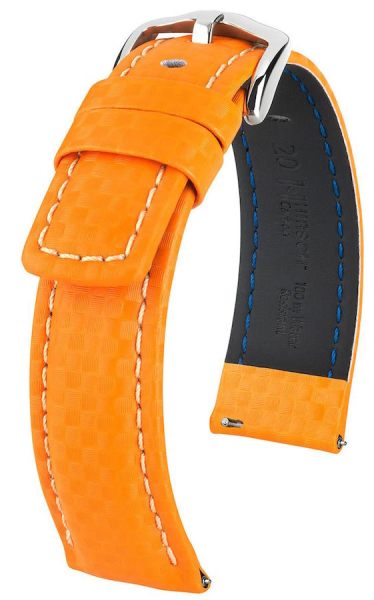 Hirsch Uhrenarmband Leder Carbon orange L 02592076-2-20 20mm