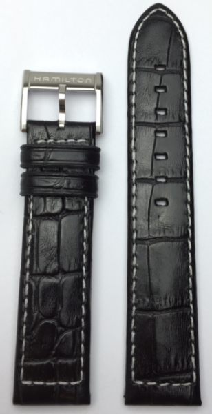 Hamilton Khaki Navy Lederband XL schwarz 21mm H600.776.122
