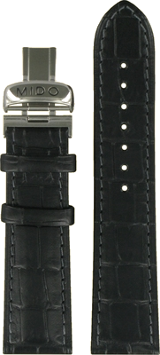 Mido Multifort Lederband schwarz mit grauer Naht mit Schliesse 20mm M600012551