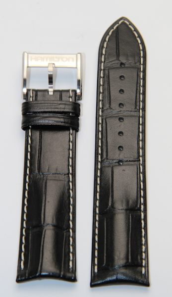 Hamilton Lederband Pan Europ schwarz 22/20mm H690.357.100