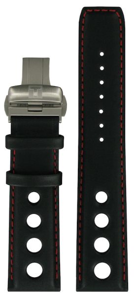 Tissot PRS 516 Automatik Chrono Lederband schwarz-rot 22mm T600037461