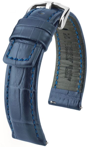 Hirsch Uhrenarmband Grand Duke blau L 02528080-2-20 20mm