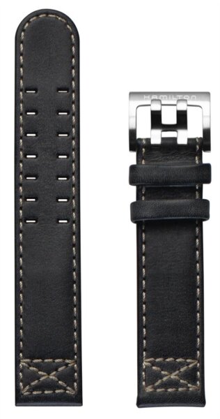Hamilton Khaki Aviation Lederband schwarz 20/20mm...