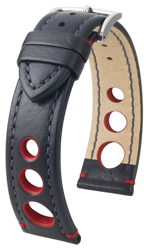 Hirsch Uhrenarmband Rally Artisan schwarz-rot 24mm L 05102052-2-24