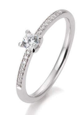 Breuning Verlobungsring weißgold 585 mit Brillianten 0,23 Ct. Größe 54