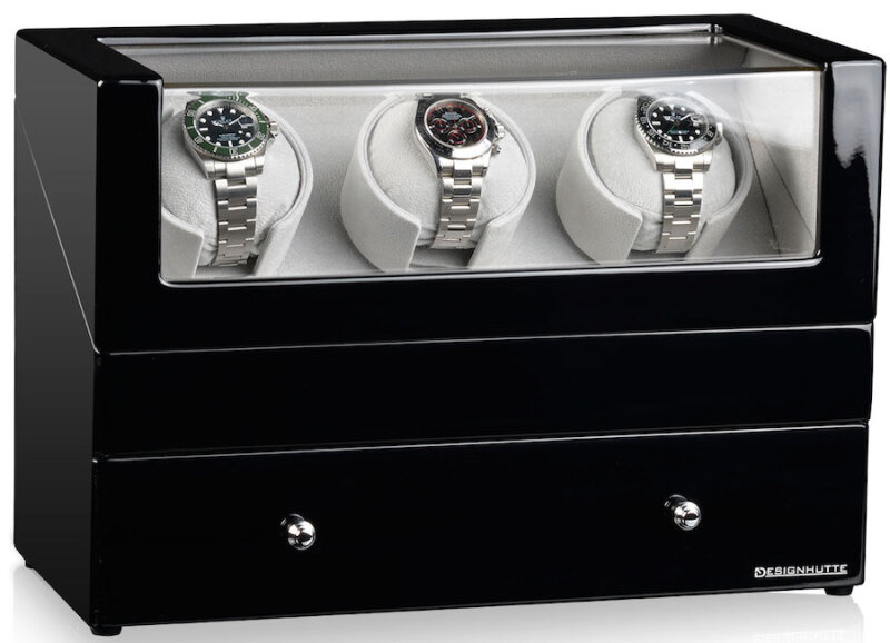 Designhütte Uhrenbeweger San Diego 3 Schwarz / Grau 70005-53