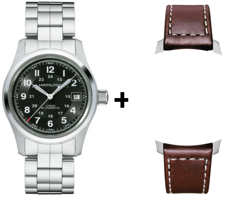 Hamilton Khaki Field Automatikuhr 38mm + Wechselband braun H70455133