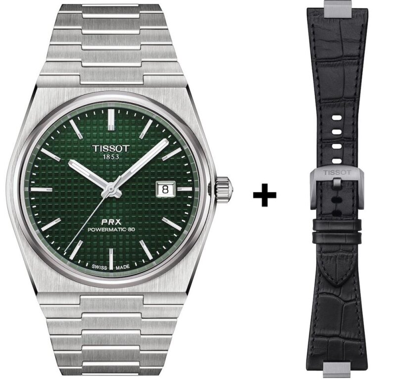 Tissot T-Classic PRX Powermatic 80 T137.407.11.091.00 SET + Lederband schwarz