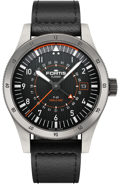 Fortis F-43 Triple- GMT Titanium Black Aviator F4260001