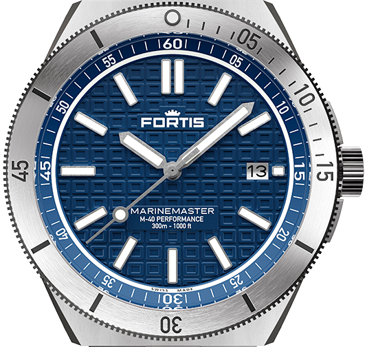 Fortis Marinemaster M-40 Ocean Blue On Block Bracelet F8120029