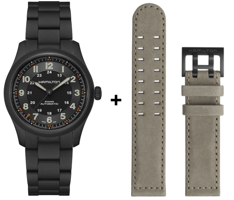Hamilton Khaki Field Titanium Automatik 38mm Set inkl. Wechselband H70215130