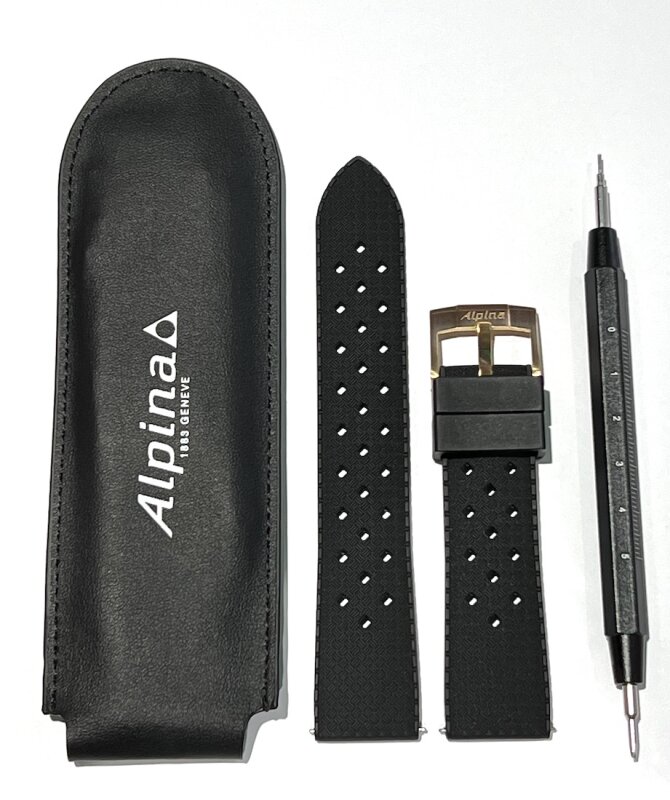 Alpina Silikonarmband 22mm inkl. Schliesse ALR-BLACK PVD Gold