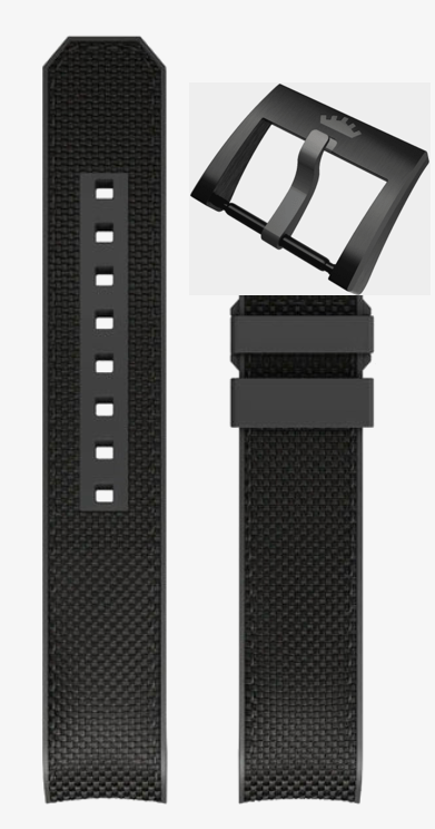 Fortis B-42 Fiber Black Hybridband mit Edelstahl DLC Dornschliesse 20mm B7000013