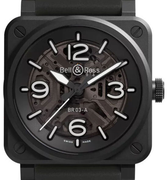 Bell & Ross BR-03 Skeleton Black Ceramic BR03A-BL-SKCE/SRB