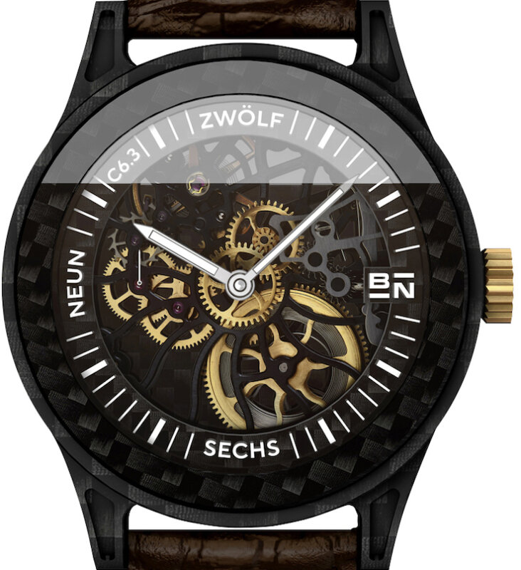 Blin Carbonuhr Skeleton Handaufzug 45mm C6.3