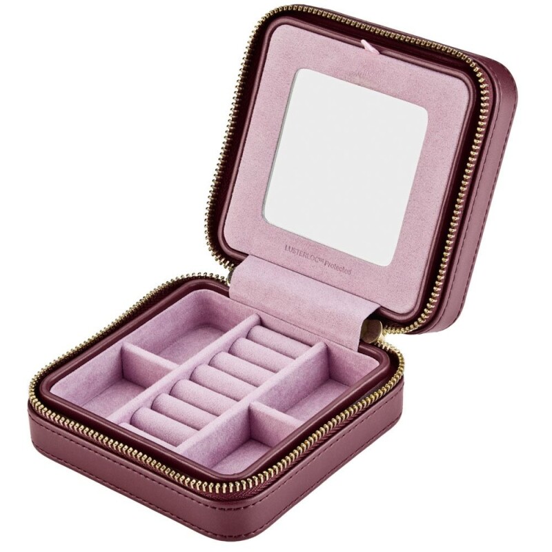 Wolf X LIBERTY Ianthe Small Travel Jewellery Zip Case - Burgundy 381327