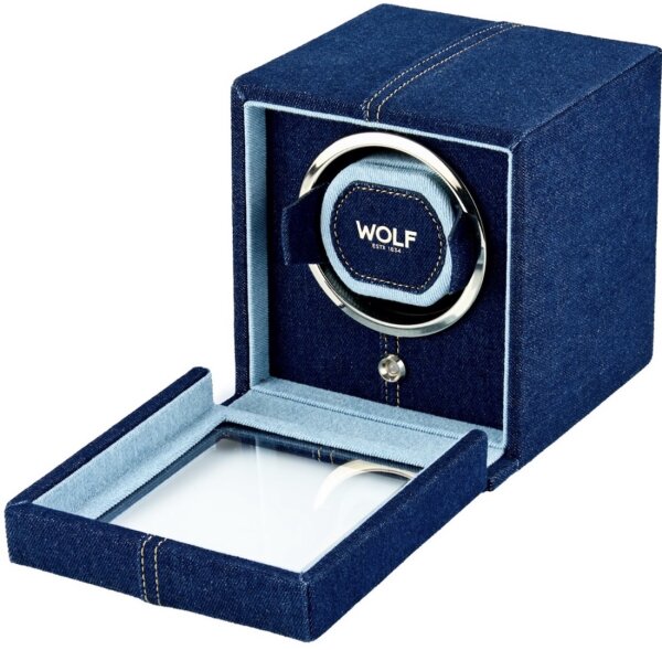 Wolf Cub Single Watch Cub Watch Winder with Cover - Denim...