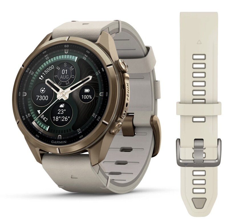 Garmin Fenix 9 Pro Autumn Gold Titan mit Leder-Armband Bone 43mm 010-04335-41