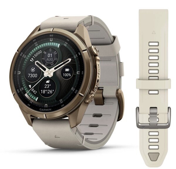 Garmin Fenix 9 Pro Autumn Gold Titan mit Leder-Armband...