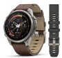 Garmin Fenix 9 Pro Titan mit Leder-Armband Walnuss 47mm 010-04336-41