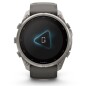 Garmin Fenix 9 Pro Solar, Titan mit Silikon-Armband Kieselgrau/Silbergrau 51 mm 010-04339-01