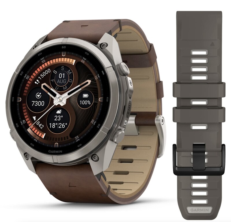 Garmin Fenix 9 Pro Titan mit Leder-Armband Walnuss 51 mm 010-04337-41