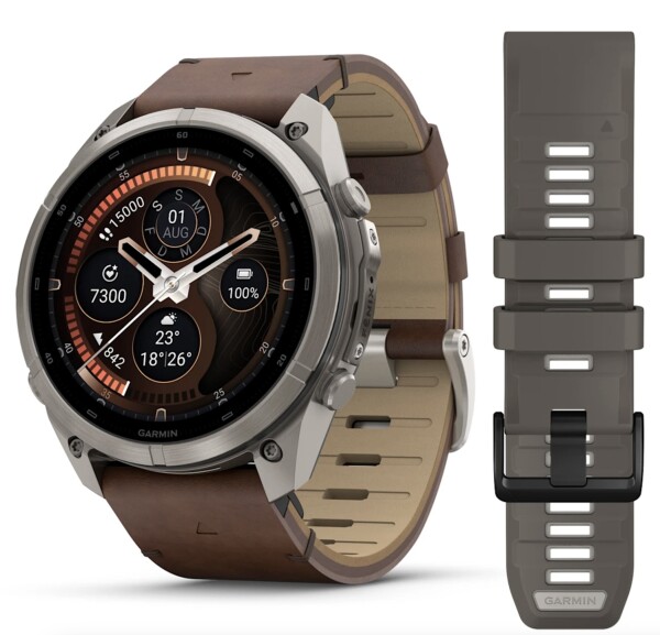 Garmin Fenix 9 Pro Titan mit Leder-Armband Walnuss 51 mm...