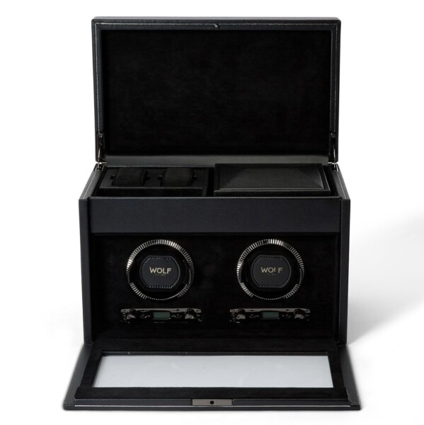 Wolf British Racing Double Watch Winder with Storage 792202