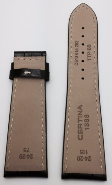 Certina DS Podium Square Lederarmband schwarz 24/20mm...