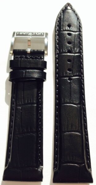 Hamilton Jazzmaster Slim Lederarmband schwarz 22/20...