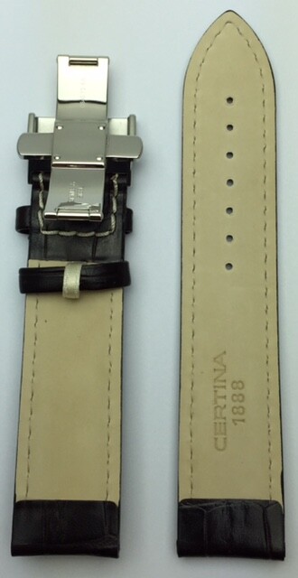 ZEPPELIN Uhrenarmband Ersatz-Armband Leder Glatt Schwarz 20 Mm Mit Logo Auf Schliesse S0d8l07a