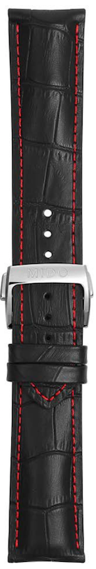 Mido Commander Lederband schwarz mit Schließe 22mm M600014800