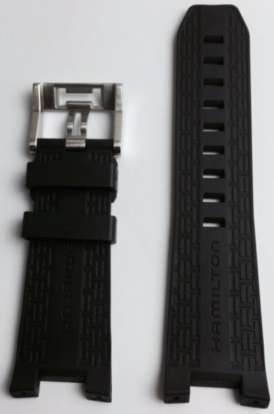 Hamilton Khaki Navy Sub Kautschukarmband schwarz...