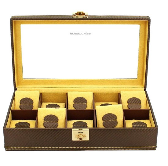 Friedrich Uhrenbox Carbon braun für 10 Uhren 70021/317
