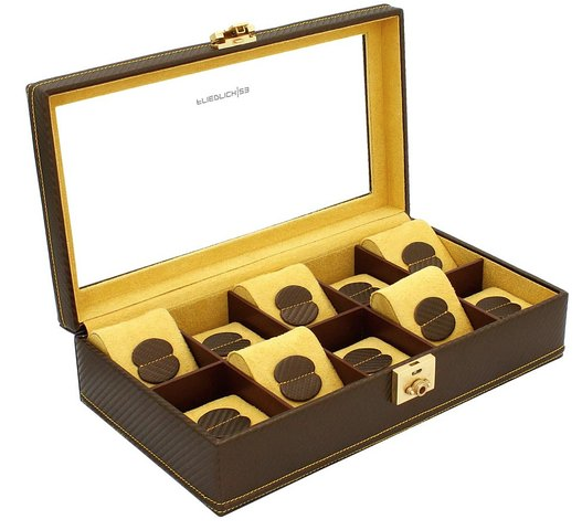 Friedrich Uhrenbox Carbon braun für 10 Uhren 70021/317